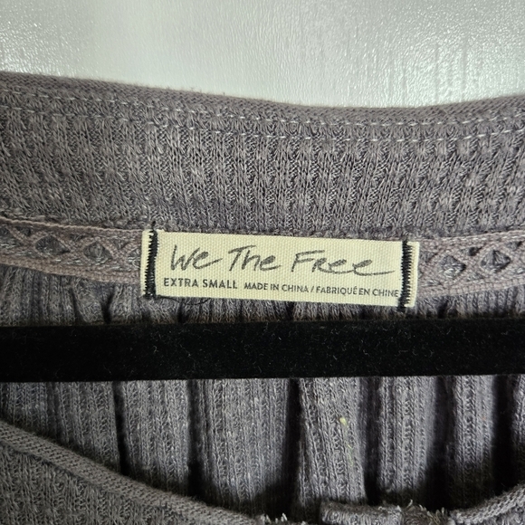 Free People Must Have Henley Gray Waffle Thermal Top Size XS Long Sleeve Light - Picture 6 of 11